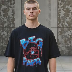 Smurfs Men's Size Large Big Pappa Graphic Urban Graffiti Shirt